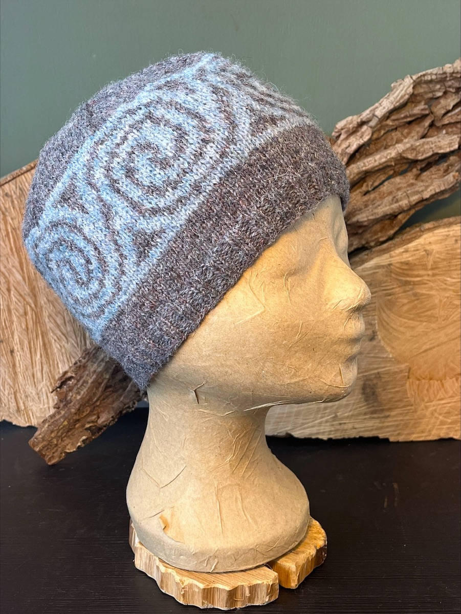 Spirals muts grijs blauw